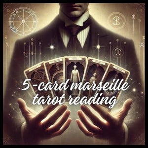 Lecture de tarot croisé – 5 cartes ! Obtenez une clarté profonde sur les décisions difficiles et les blocages de la vie avec ce puissant jeu de tarot de Marseille.
