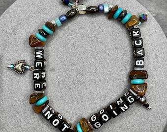 We’re Not Going Back Charm Bracelet  abalone Heart Charm