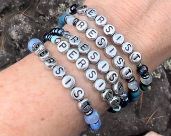 RESIST & PERSIST 2 bracelet stack