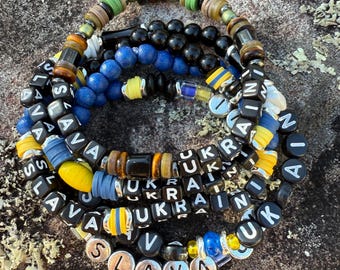 Slava Ukraini stretch bracelet-100% of proceeds donated