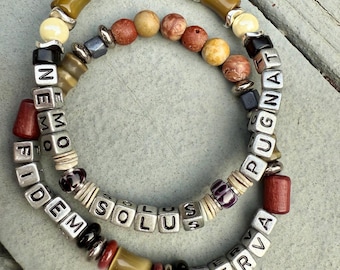 Fidem Serva Beaded Bracelet, Latin Phrase, Whistleblower Support
