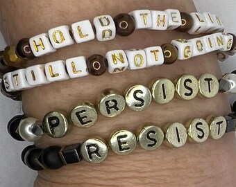 Still Not Going Back & Hold the Line  2 bracelet stack - customizable