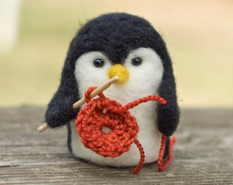 Needle Felted Penguin - Crocheting