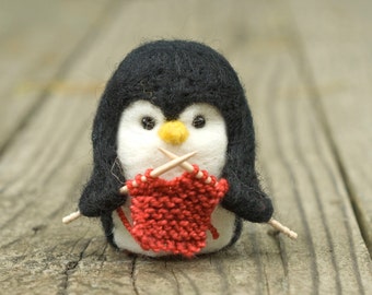 Needle Felted Penguin - Knitting