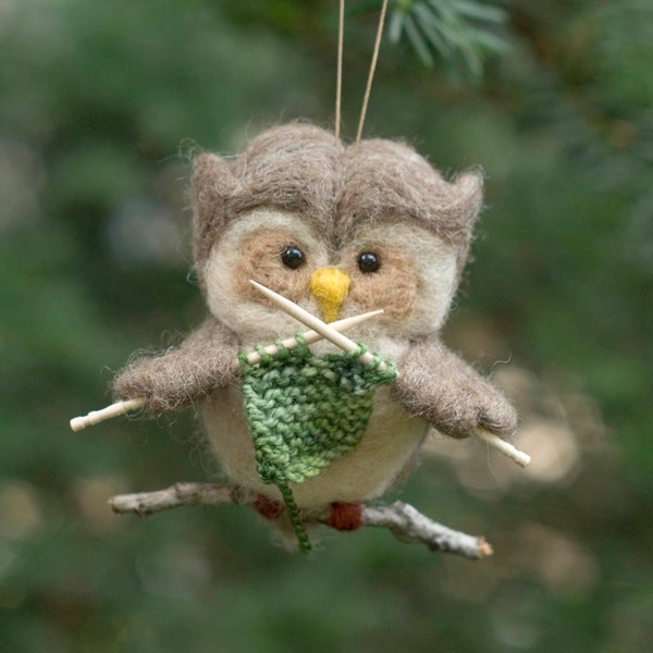 Needle Felted Owl Ornament - Knitting