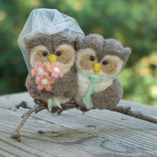 CUSTOM Needle Felted Owl Cake Topper