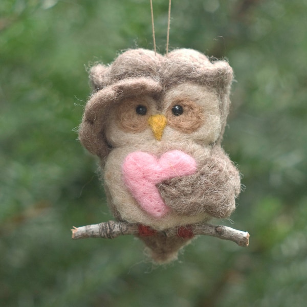 Needle Felted Owl Ornament - Searching with Heart