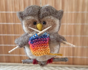 Needle Felted Owl Ornament - Knitting