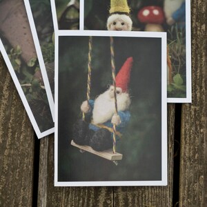 Holiday Greeting Cards with Gnomes Pack of Five FREE SHIPPING image 4