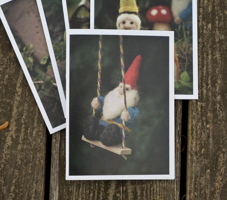 Holiday Greeting Cards with Gnomes Pack of Five FREE SHIPPING image 4