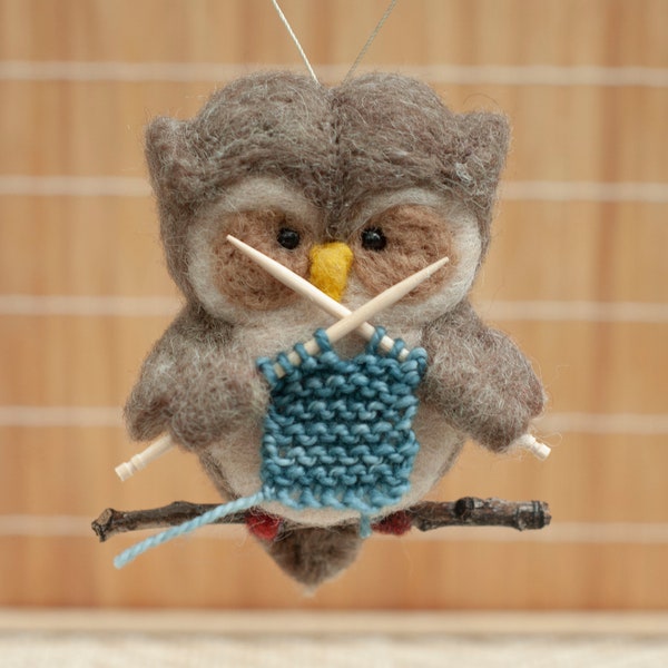 Needle Felted Owl Ornament - Knitting