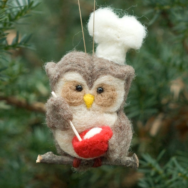 Needle Felted Owl Ornament - Baker