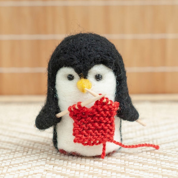 Needle Felted Penguin - Knitting