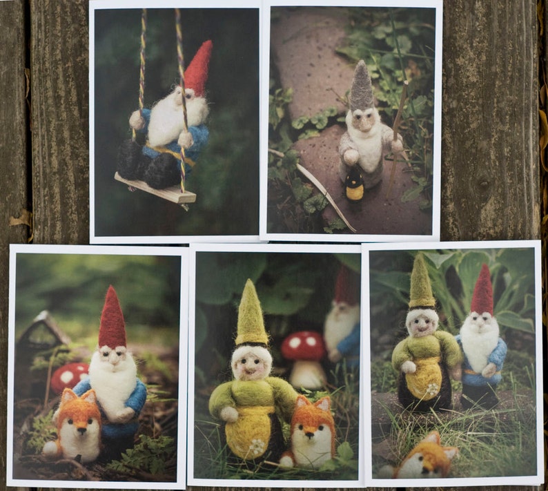 Holiday Greeting Cards with Gnomes Pack of Five FREE SHIPPING image 5