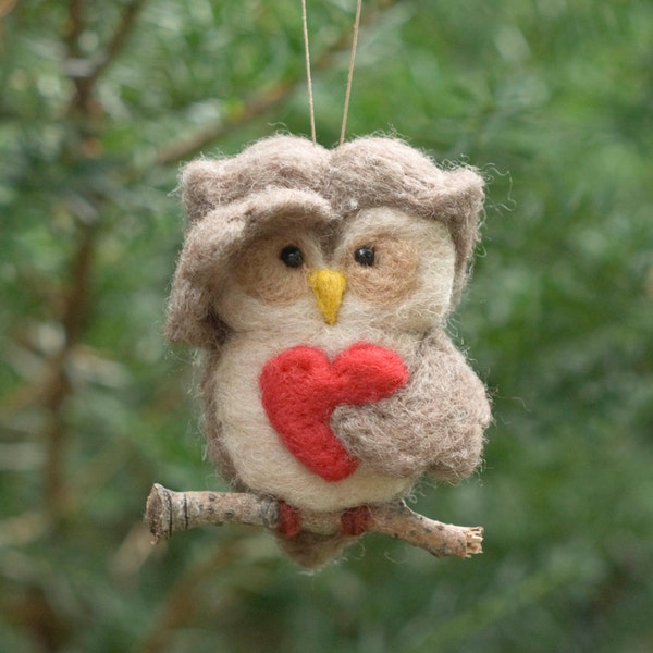 Needle Felted Owl Ornament - Searching with Heart