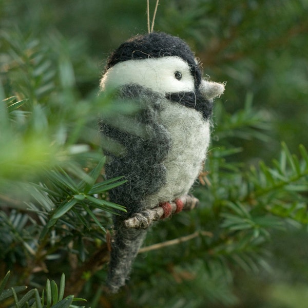 Needle Felted Bird Ornament - Chickadee