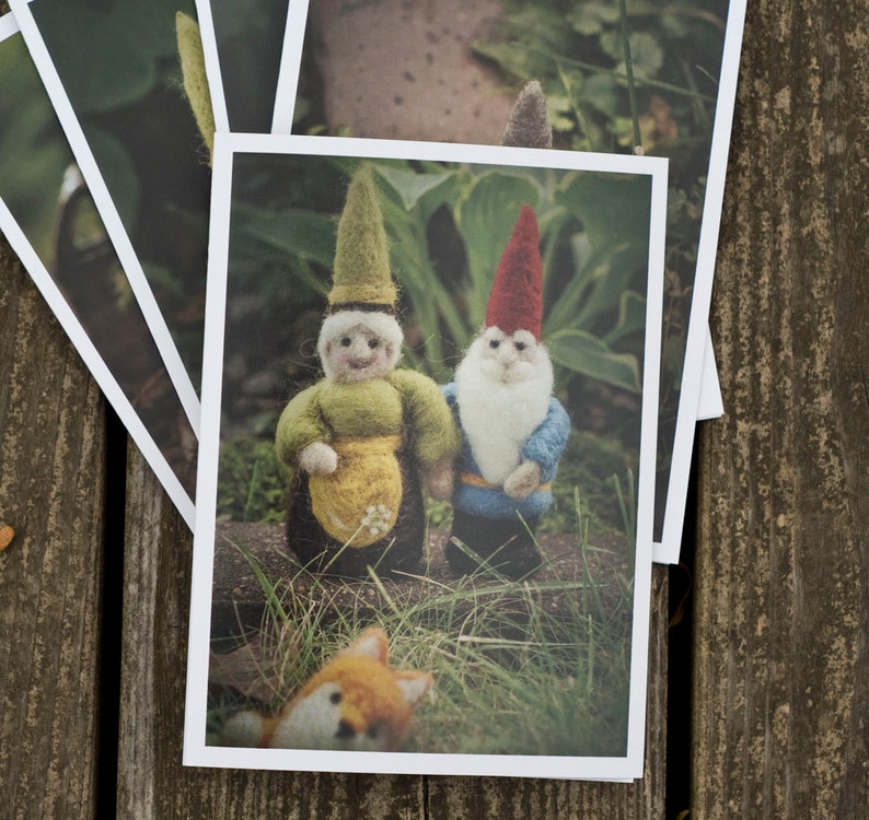 Holiday Greeting Cards with Gnomes Pack of Five FREE SHIPPING image 2