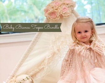 Teepee Tent with Flowers, Play Tent for Girls