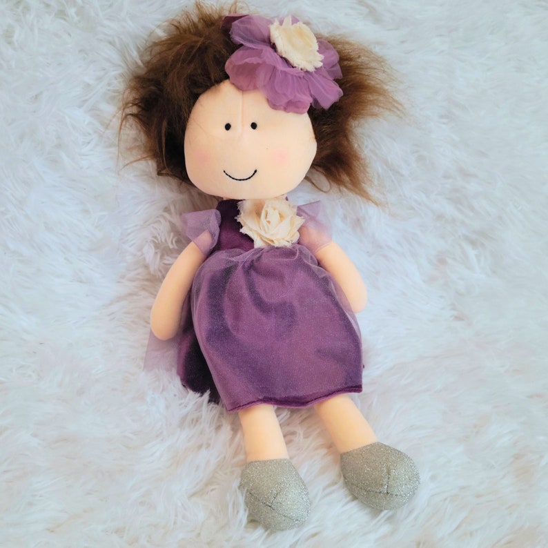 brown haired baby doll, dark hair doll, perfect first birthday gift image 1