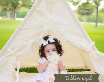 White Lace Girls Teepee Tent, Sleepover Teepee