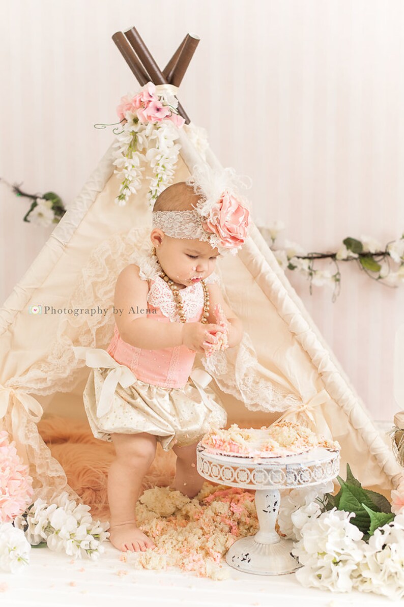 Toddler Teepee Tent for Kids with Lace and optional Pink image 8