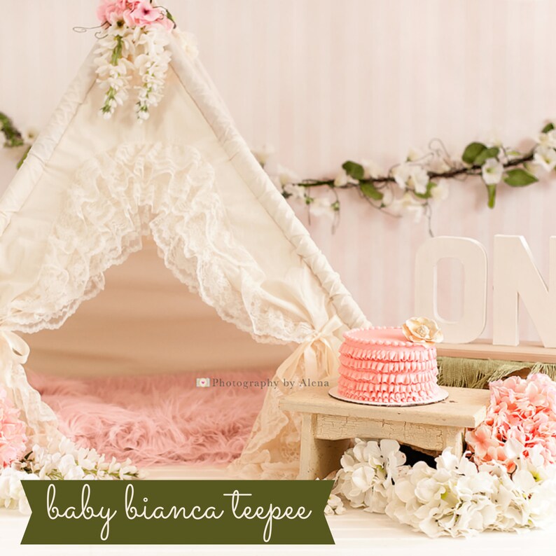 Toddler Teepee Tent for Kids with Lace and optional Pink image 0