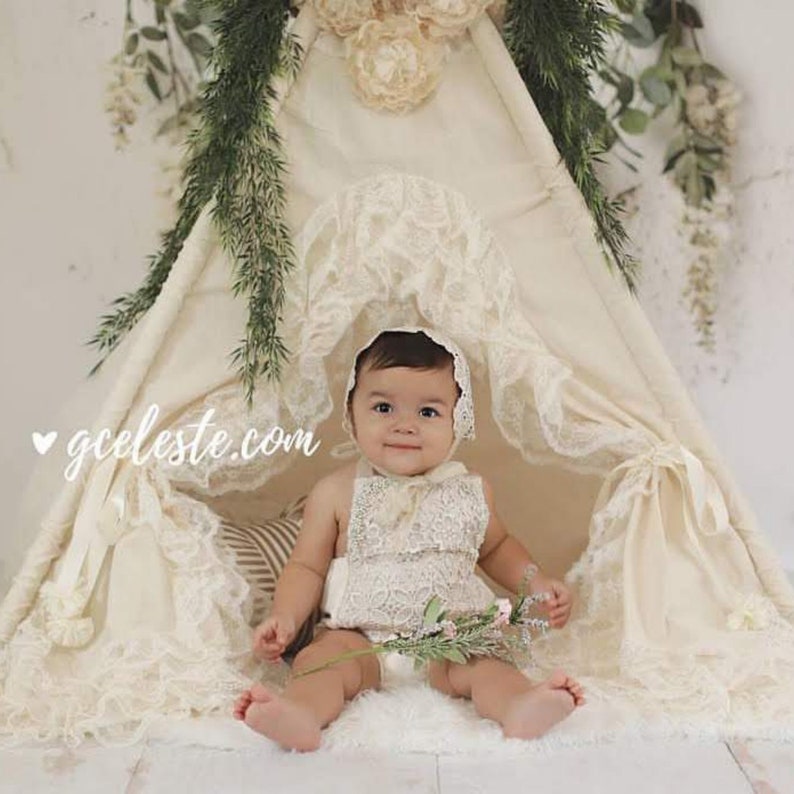 Toddler Teepee Tent for Kids with Lace and optional Pink image 5