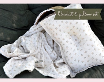 Flower Baby Swaddling Blanket with Matching Pillow
