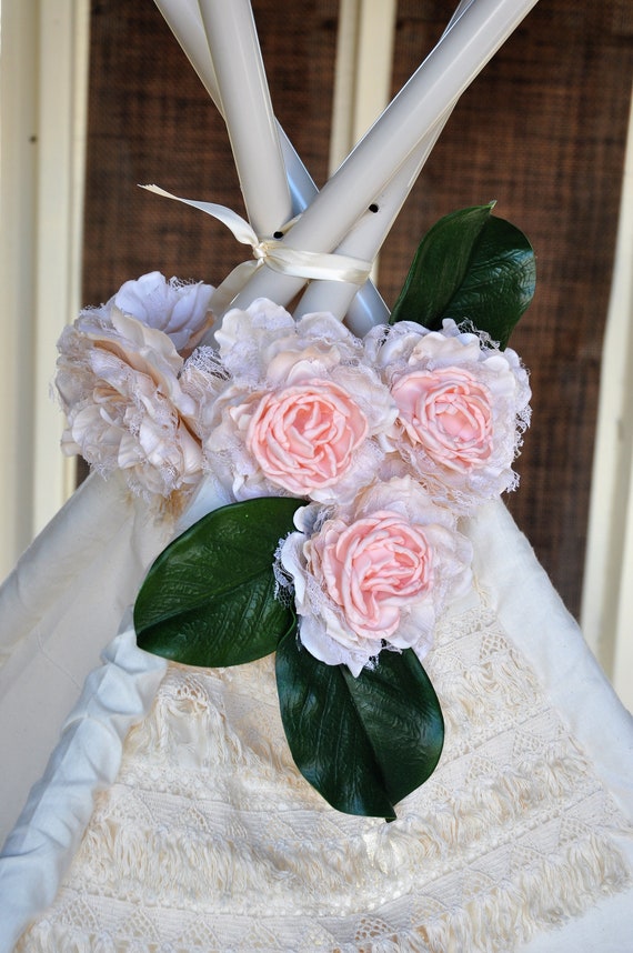 Floral Teepee Topper Blush Boho Design Cream