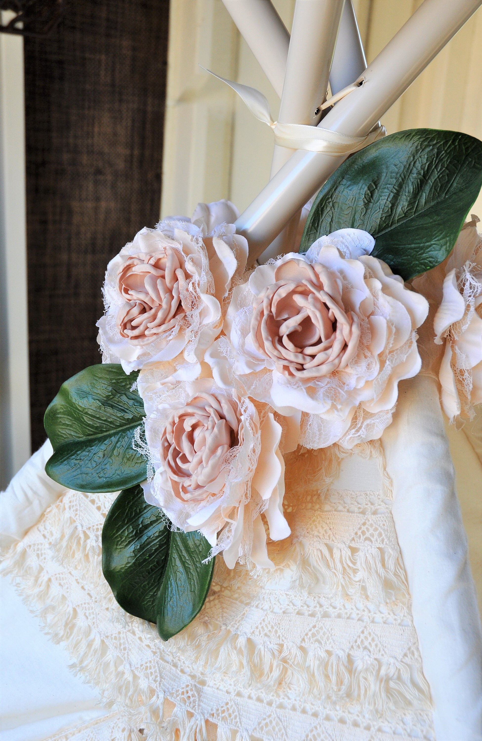 Floral Teepee Topper Blush Boho Design Cream