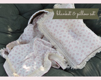Flower Baby Swaddling Blanket with Matching Pillow