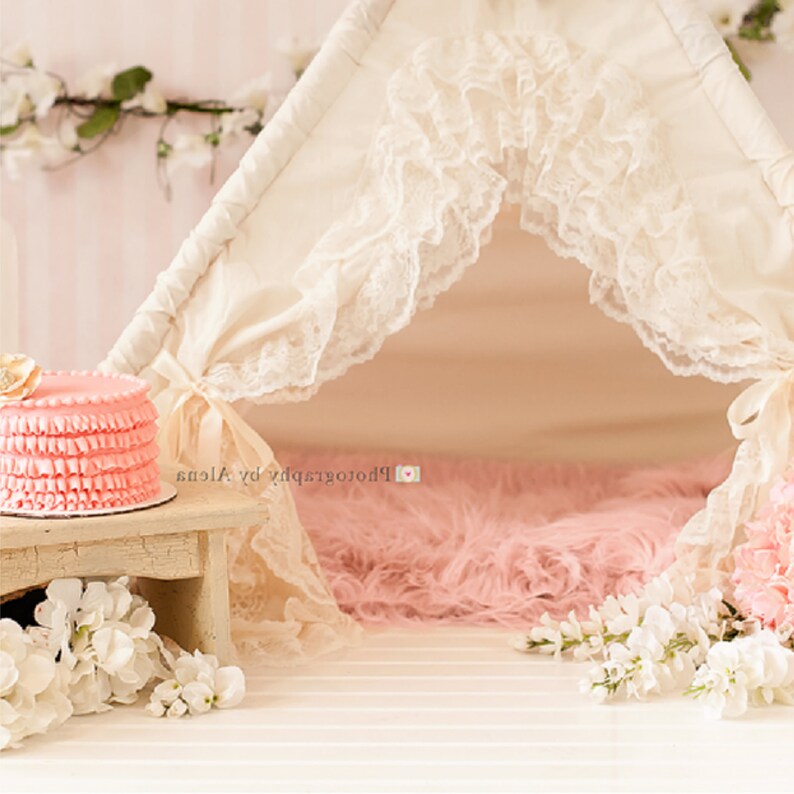 Toddler Teepee Tent for Kids with Lace and optional Pink image 4