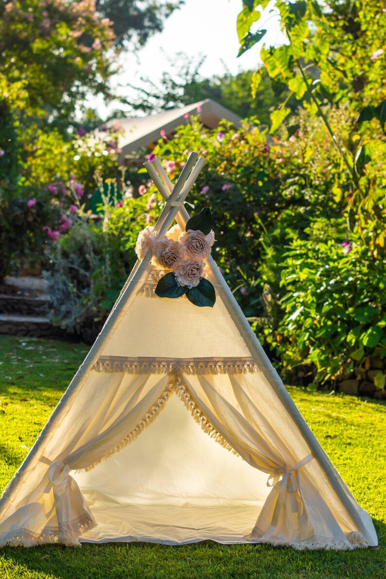 Floral Teepee Topper Blush Boho Design Cream