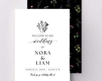 Trouwkaarten met wilde bloemen, eenvoudig bloemdessin