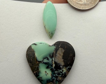 Natural Nevada Variscite Cabochon Set #1027, Unstabilized Variscite Cab Set, Mint Green Variscite, Jewelry Making Stones