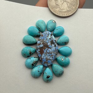 Set di cabochon di turchese naturale stabilizzato n. 1315 – Cabochon di turchese blu per la creazione di gioielli – Set di turchesi coordinati – Collana di tendenza
