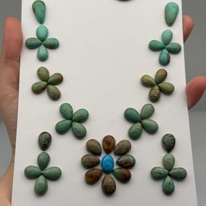 Blue & Green Turquoise Cabochon Set #1118, Natural Stabilized Turquoise Cab Set, Statement Necklace Layout, One of a Kind Gemstone Set