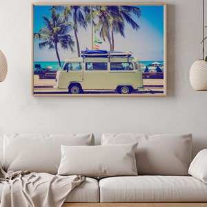 campervan print, retro poster, roadtrip gift, van life wall art, vintage coastal decor, vw camper gift, 1970s campervan art