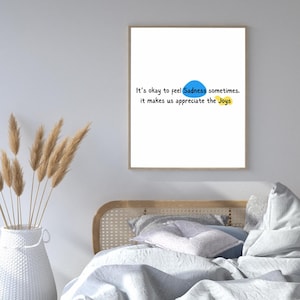 Inside out 2 poster, inside out print, sadness and joy digital wall art, inside out emotions, feelings quote, disney
