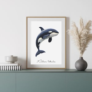 Killer whale print, Orca whale poster, marine animal art, orca whale lovers gift, killer whale digital wall art, sea animals