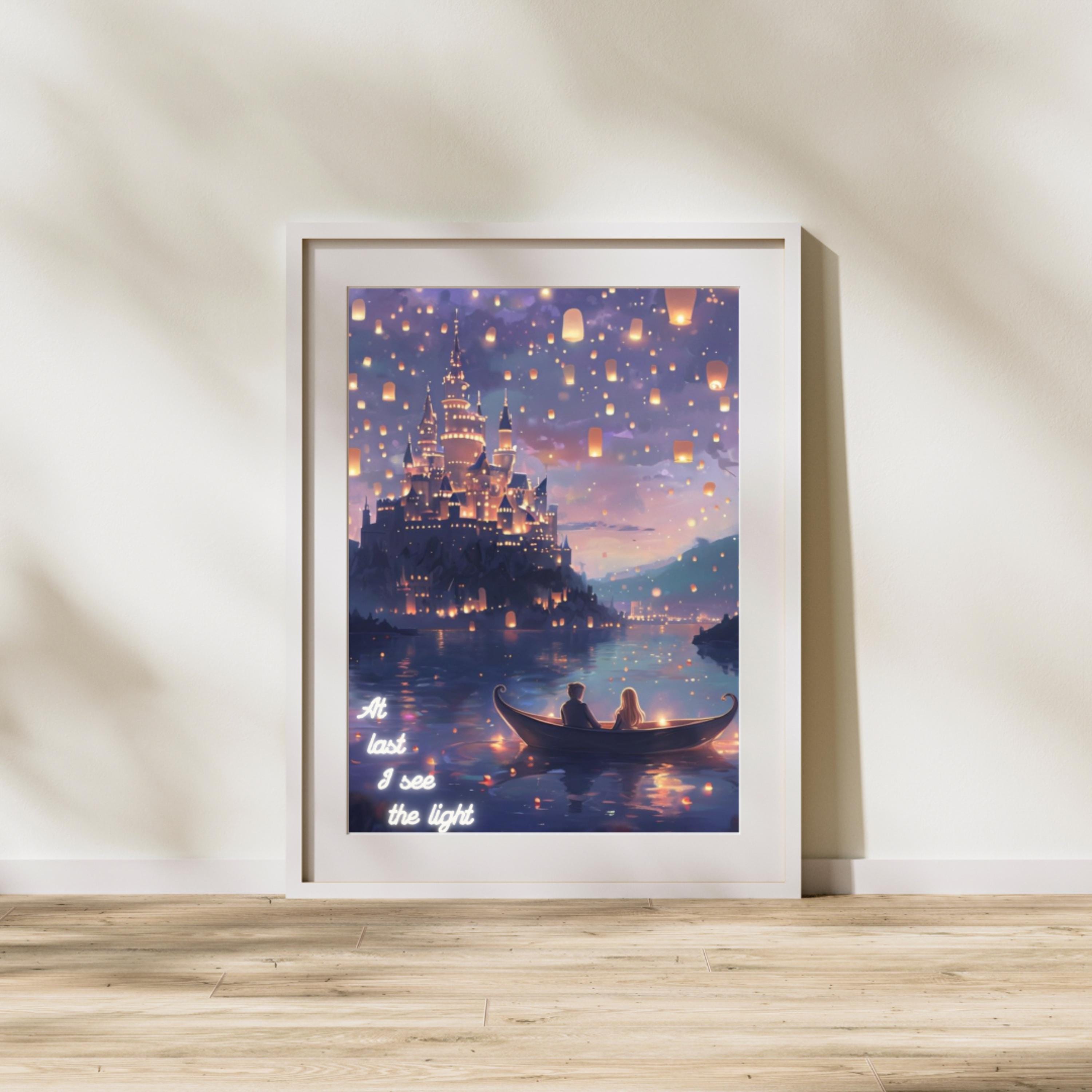 Tangled Floating Lantern Scene Poster, Tangled Art Print, Disney