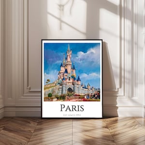 Disneyland Paris poster, Paris Disney print, sleeping beauty castle, watercolour art, disneyland parks digital wall art, disney poster