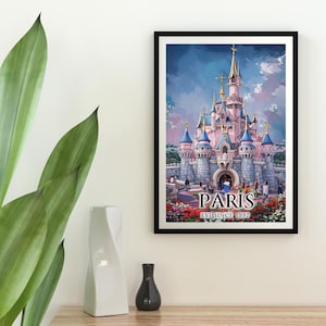 Disneyland Paris Poster, Sleeping Beauty Castle Print, Disney park lovers Gift, Paris travel print, Disneyland Art, disney poster