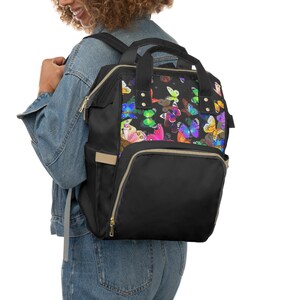 Colorful Butterfly Diaper Backpack, Stylish Baby Bag, Multi-Functional Mom Backpack, Toddler Travel Bag, Gift for New Parents