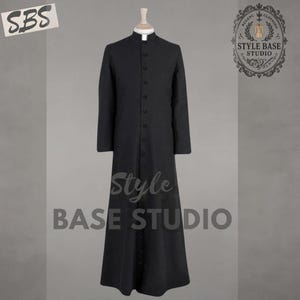 Black Roman Cassock - Custom Clergy Vestment - Liturgical Priest Robe - Traditional Church Attire - Religious Coat