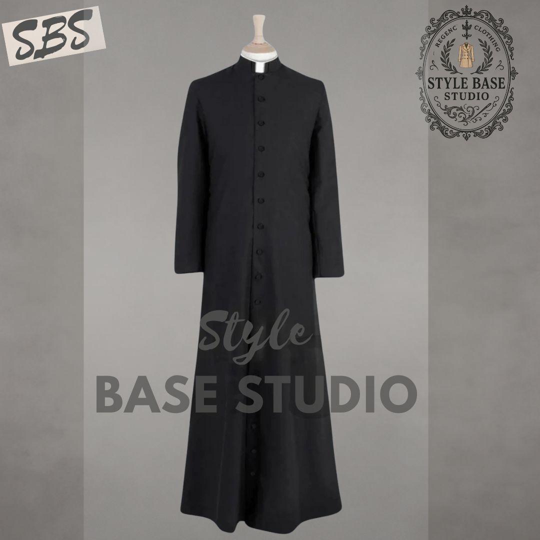 Black Roman Cassock - Custom Clergy Vestment - Custom Tailored Liturgical Priest Robe - Traditional Church Attire - Tailored Religious Coat
