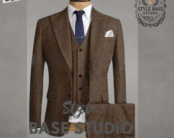 New Men&#39;s 3 Piece Suit - Stunning Peaky Blinders Style - Tom Shelby Inspired - High Quality Coat -Tailor Made - Classic Style Wedding Suit