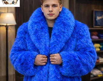 Baby Blue Shaggy Fur Coat, Fluffy Jacket, Furry, 100% Polyester