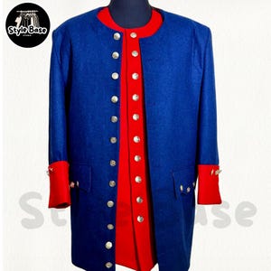 18th Century Men’s Military Cavalry Officer Costume -Custom Tailored Blue Hussar Jacket For Cosplay & Historical Reenactments -Officers Coat