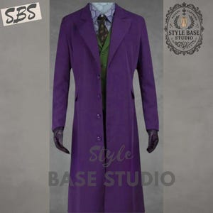 New Men&#39;s Dark Knight Joker Long Coat - Custom Men&#39;s Purple Wool Overcoat - Limited Edition Iconic Cosplay Jacket - Joker Costume